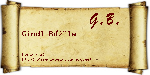 Gindl Béla névjegykártya